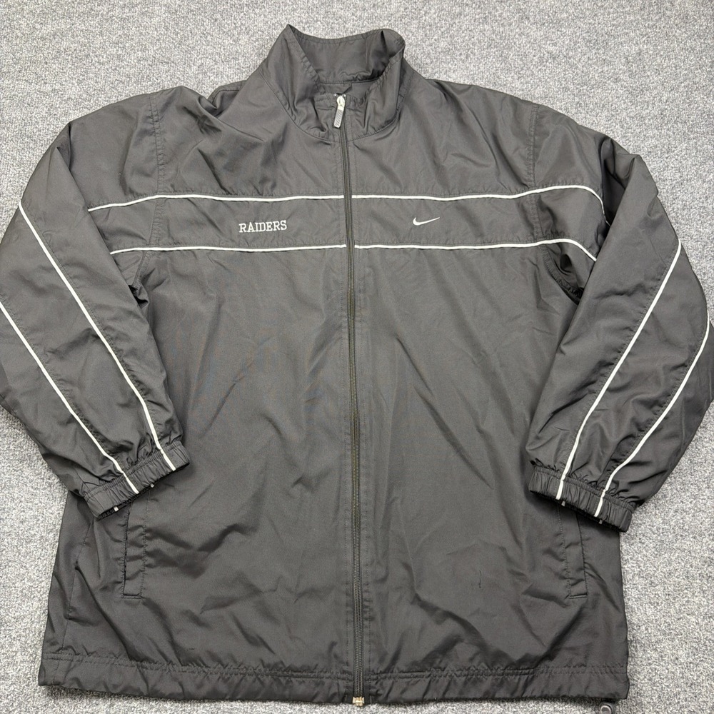 Y2K Nike Las Vegas Raiders Full Zip Tracksuit Jacket Football NFL Black L/XL
